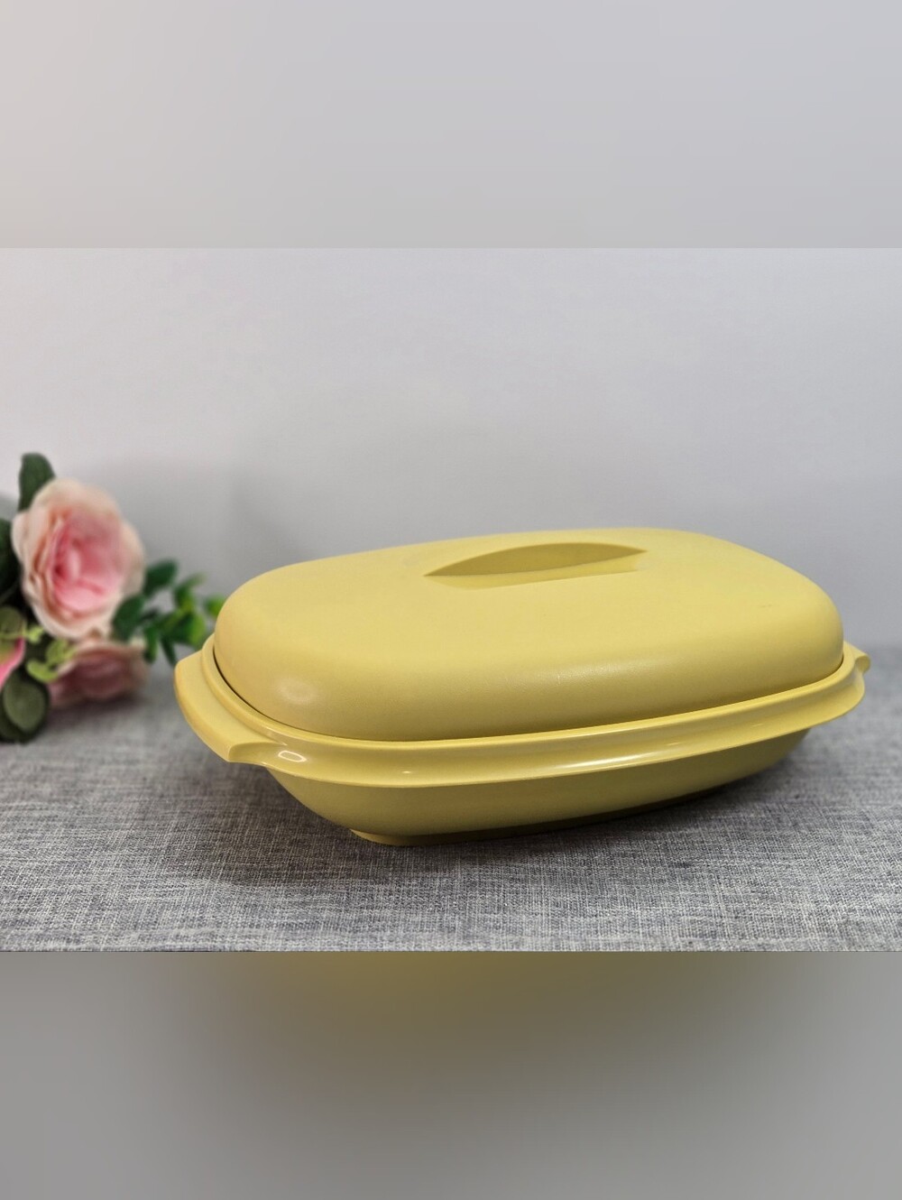Vintage Tupperware 1273 Microwave Vegetable Container Harvest Gold